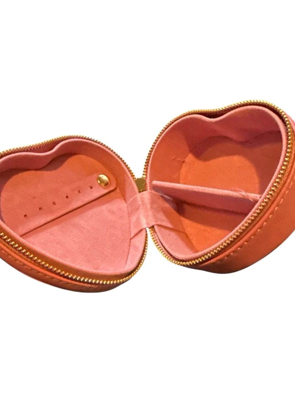 Heart-Shaped Pink Jewelry Travel Box with Pearl & Gold Ring Charm